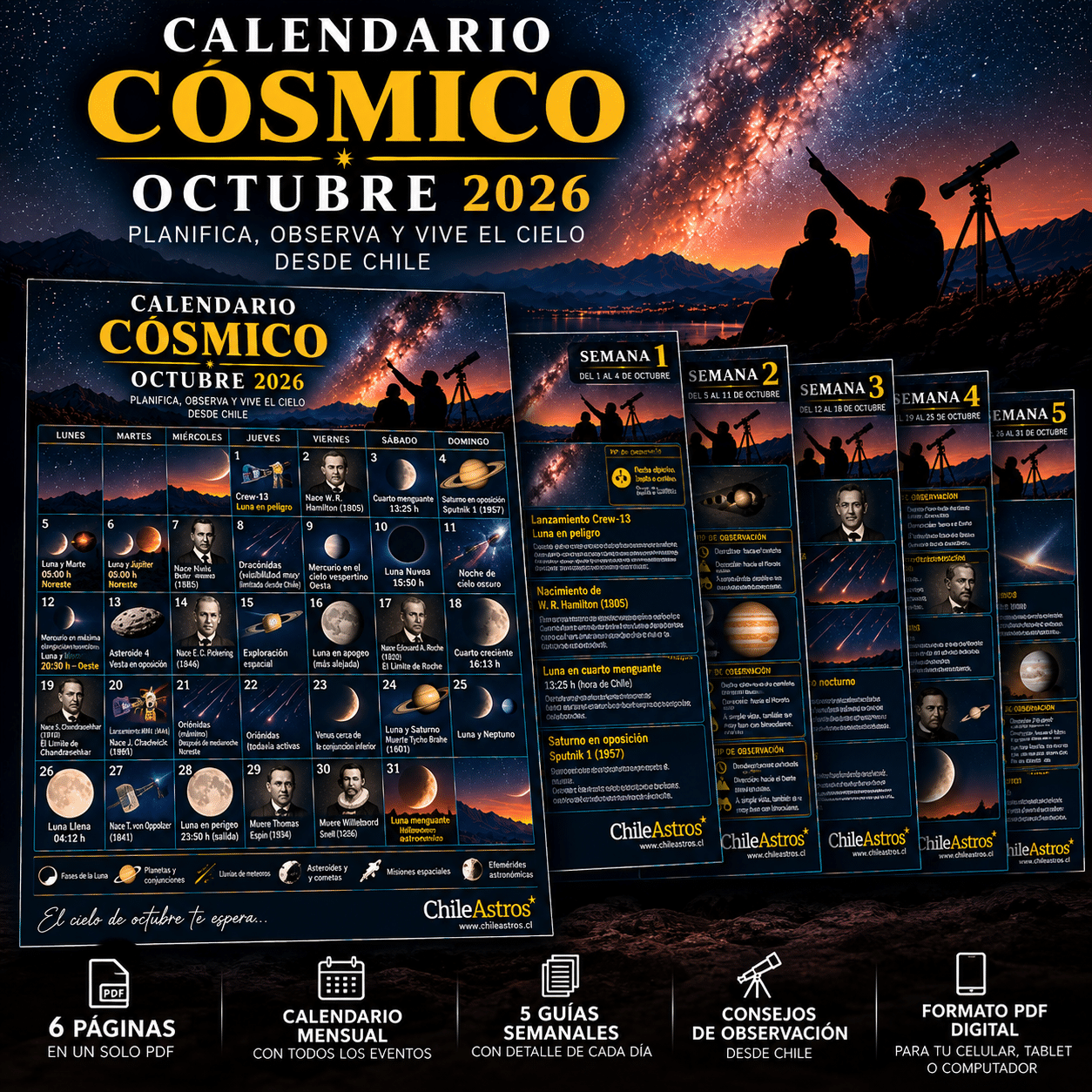 Calendario Cósmico Octubre 2026 PDF